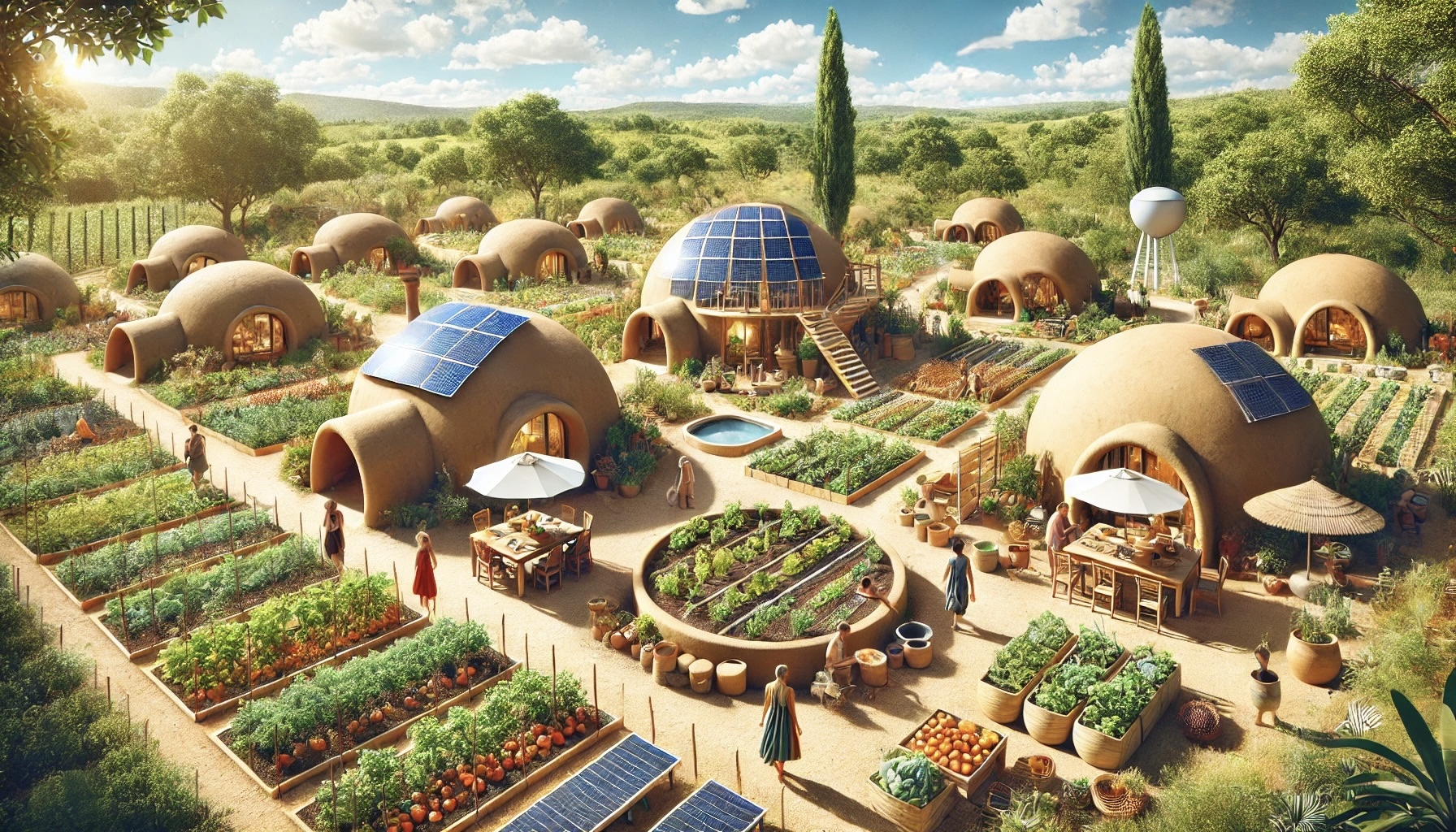 Rainbow Peace Village — dome homes, gardens, and solar panels